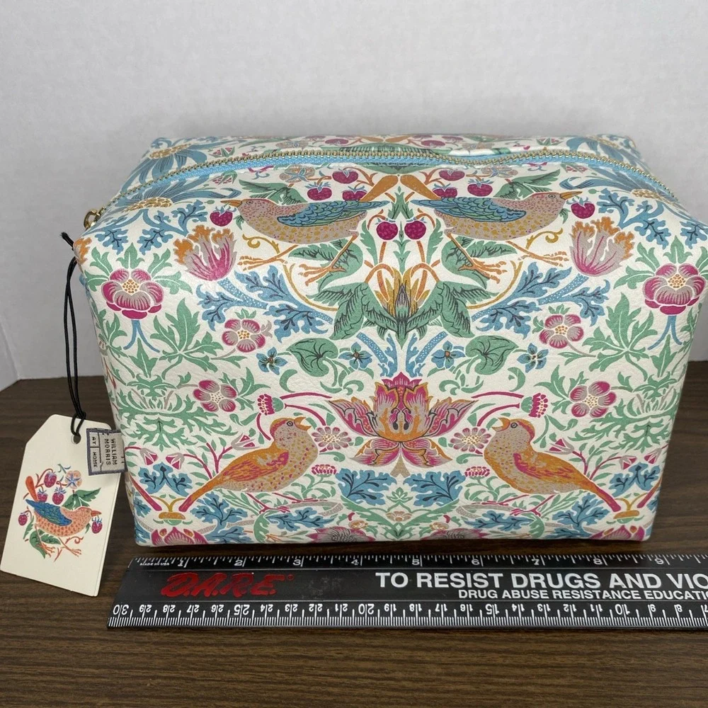 William Morris At Home Summer Strawberry Thief Toiletry Large Wash Bag 6x9